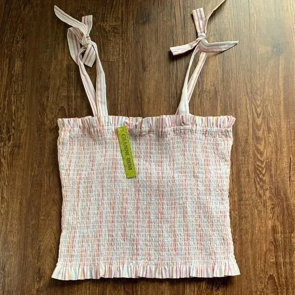 Gianni Bini Striped Ruched Top Size Large NWT - Picture 2 of 8